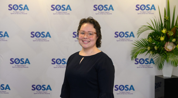 Charlotte Veikune looking at the camera and smiling