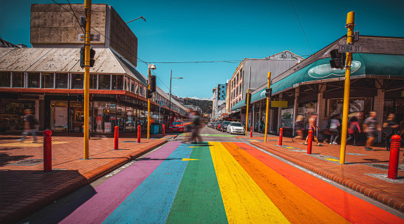 Cuba street rainbow crosswalk 2000x1120