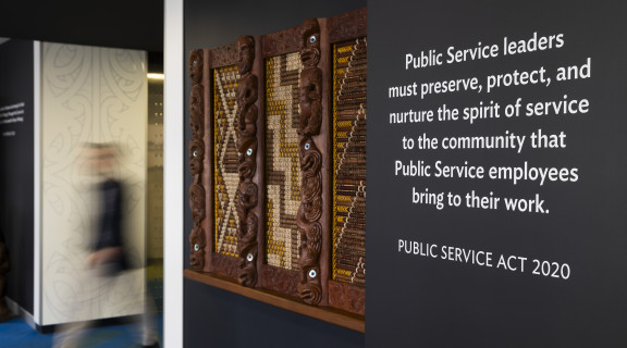 Te Kawa Mataaho Public Service Act wall graphic leadership reception 3